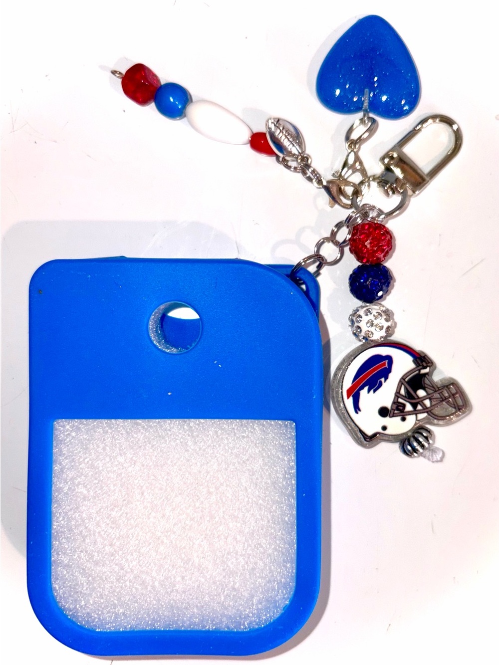 Cobalt Blue Hand Sanitizer Case with Buffalo Bills Charm